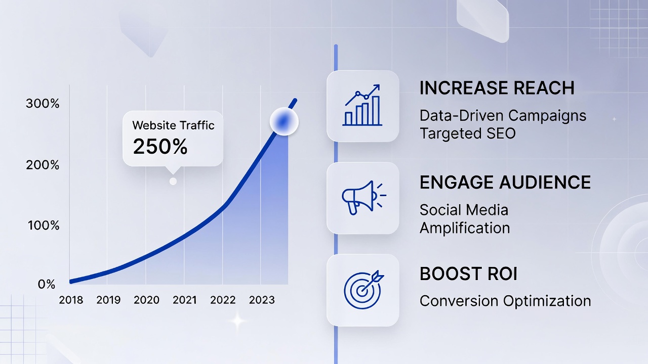 Graph showing exponential business growth through digital marketing strategies