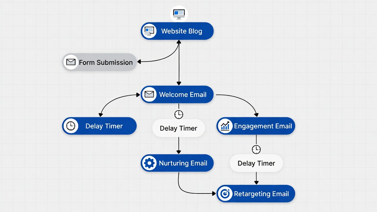 مخطط مرئي لسير عمل حملة بريد إلكتروني مؤتمتة