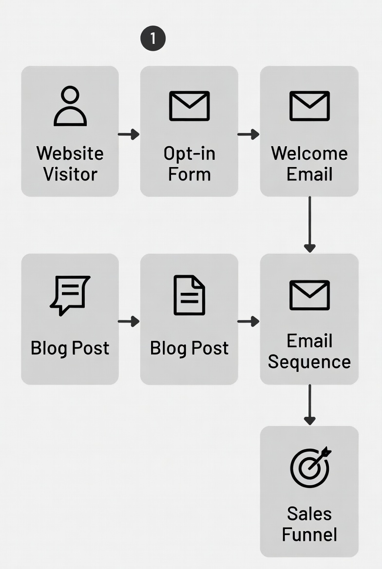 Visual representation of an automated email marketing workflow